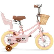 KORIMEFA Bike for Toddlers and Kids Ages 3-6 Years Old, 12 Inch Kids Bike with Training Wheels \u0026 Basket, 12 in Girl Bicycle with Handbrake \u0026 Kickstand
